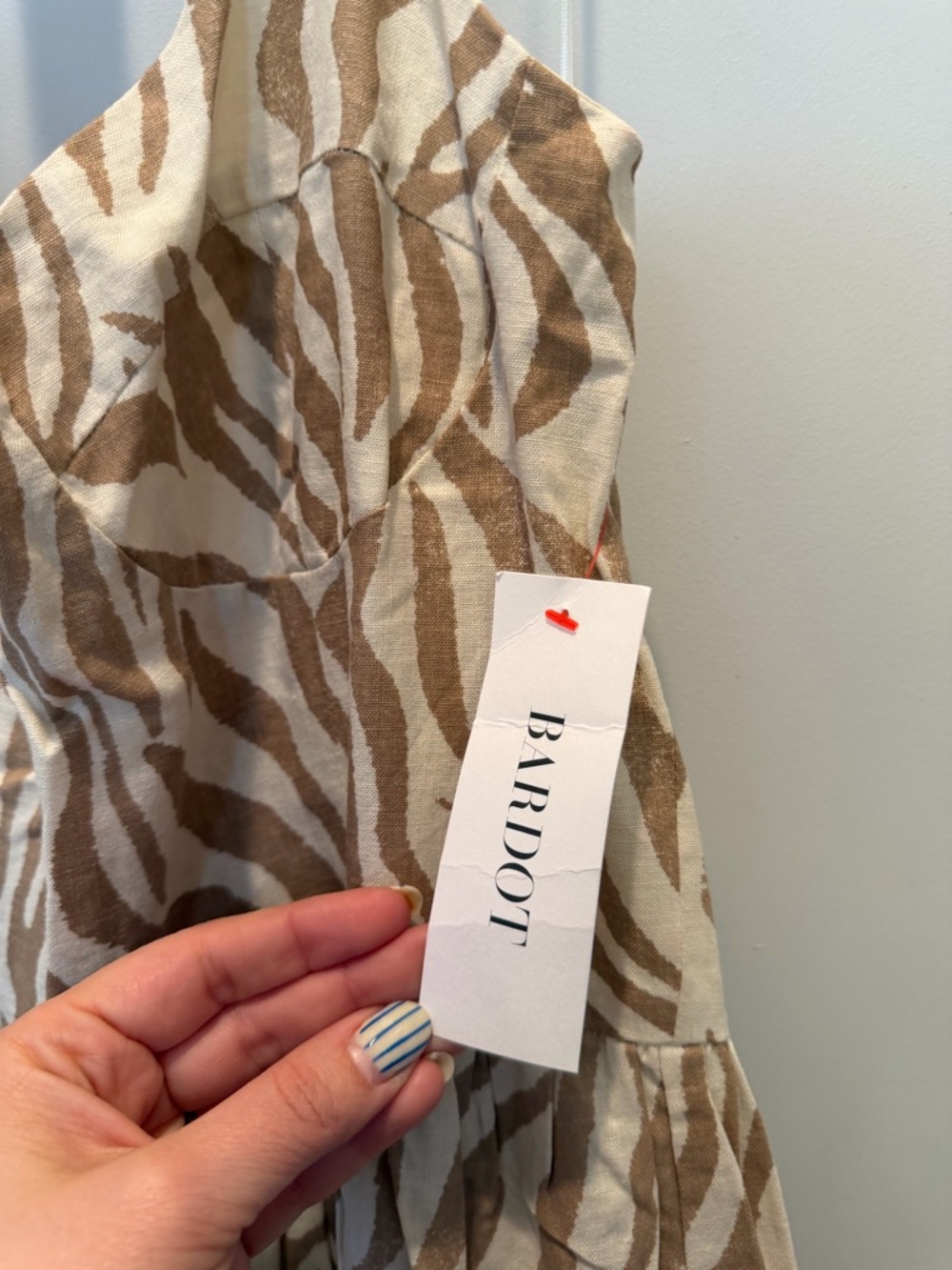 Bardot Tan & White Nala Zebra Halter Maxi Dress NWT Size 8 - Picture 4 of 7